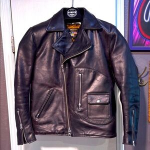 Left Field X Vanson Leathers - Black horse hide riders Jacket made in USA -nice!